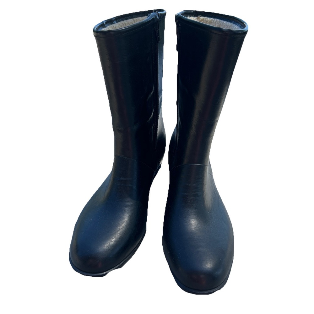 Woodbridge Rubber Rain Boots Waterproof Black 9 Zip Lined Vintage Granny Garden - Picture 5 of 10